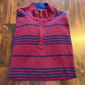 CHAPS Men's Burgundy Wine and Navy Striped Sweater